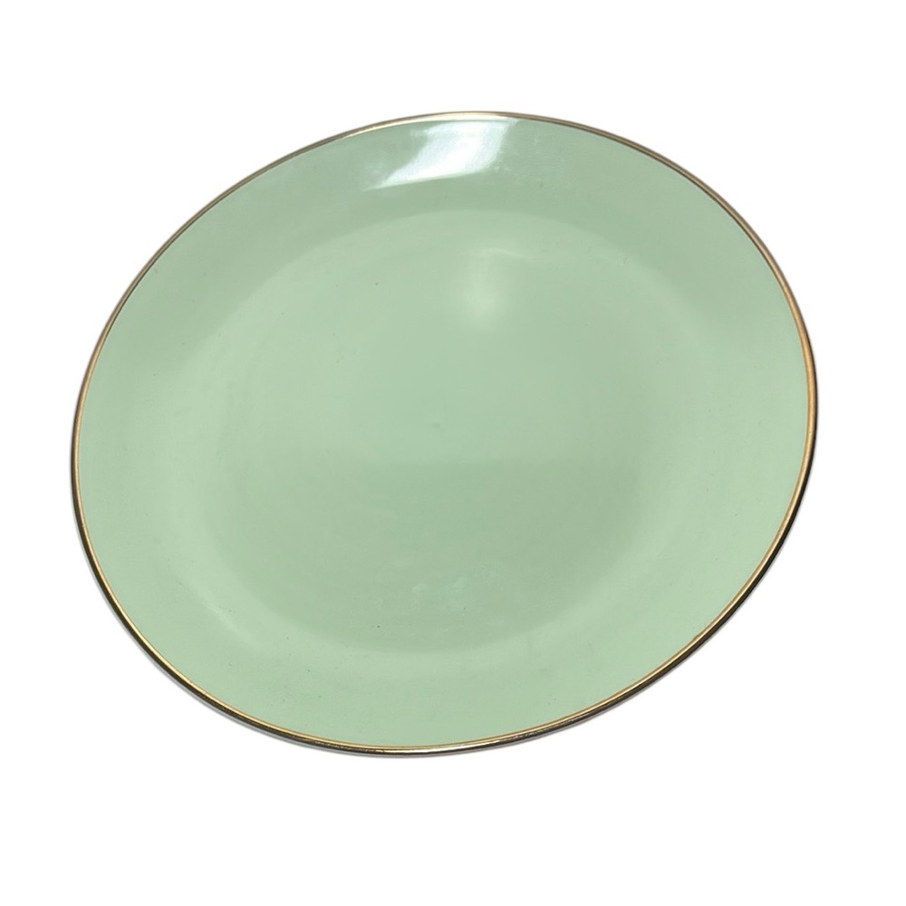 The Spring Shop Mint Green Dinner Plate with Gold Trim